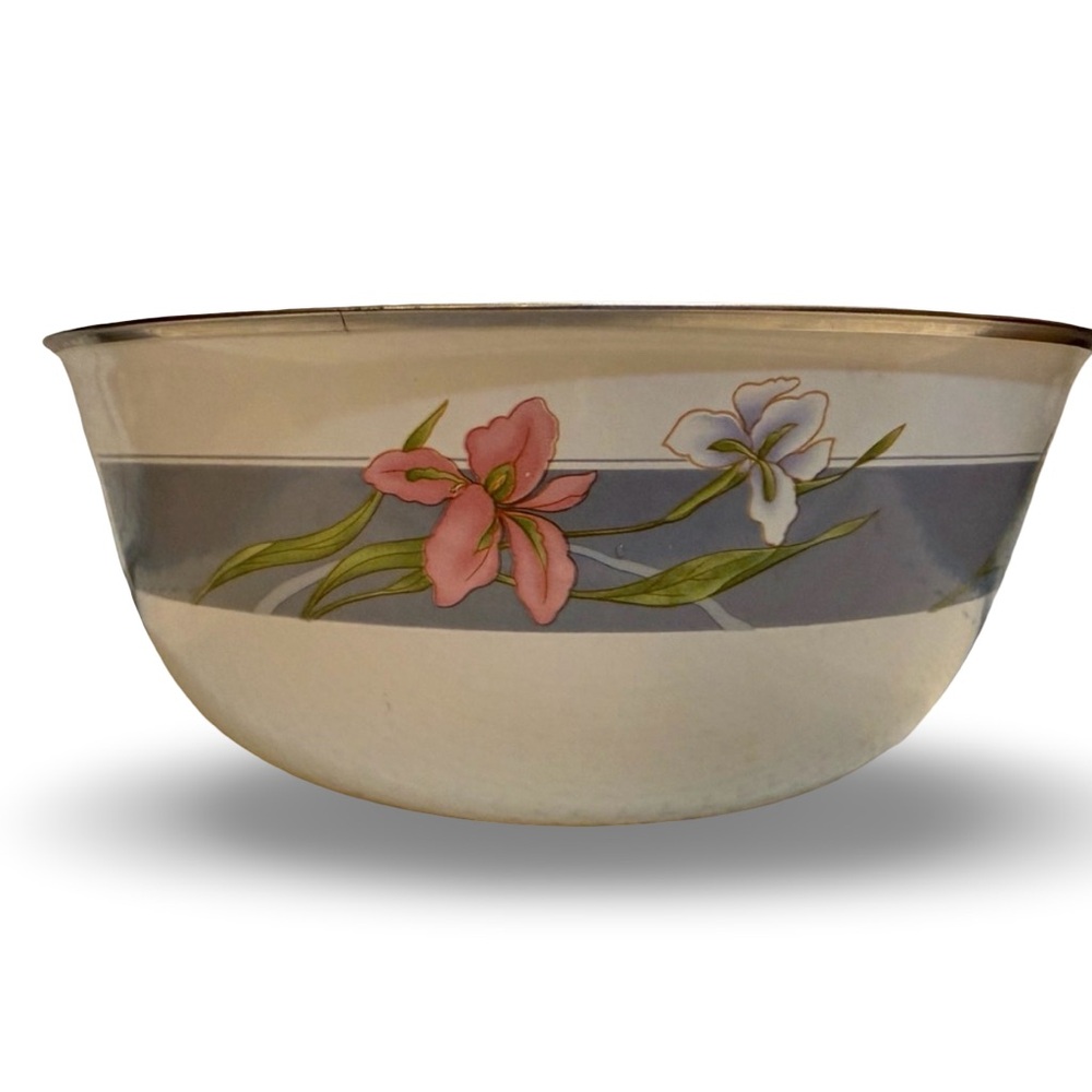 Sango White Enamel Cookware Nesting Bowls with Logo